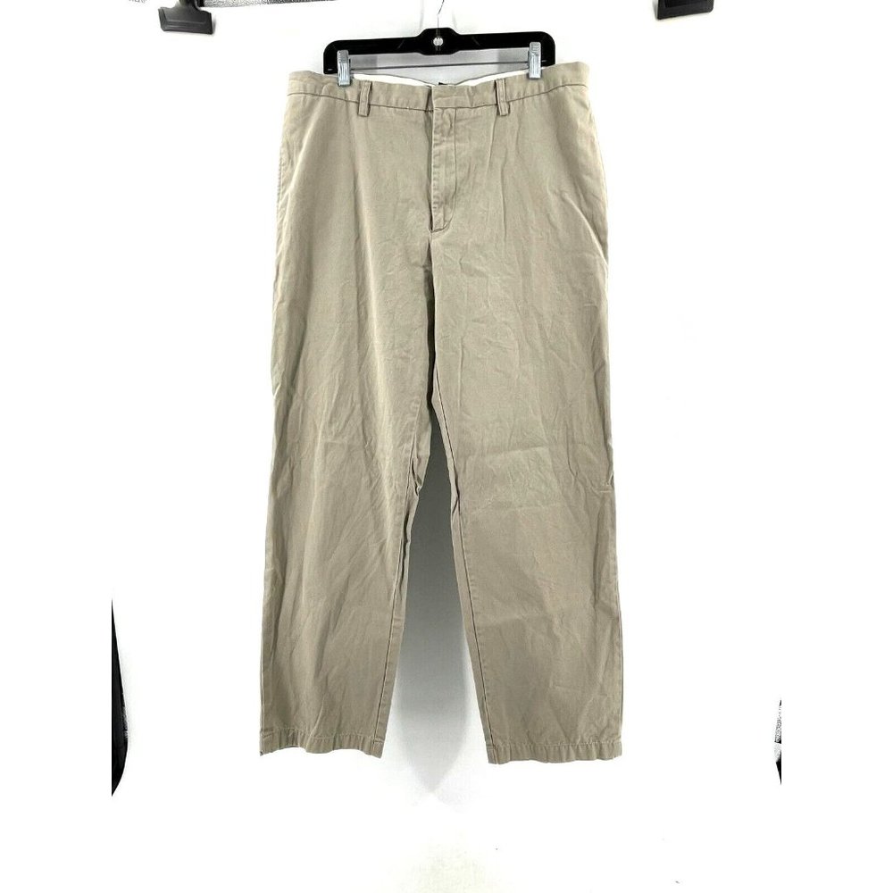 Banana Republic Men's 100% Cotton Straight Chino Khaki Pants Flat Front 36 X 32
